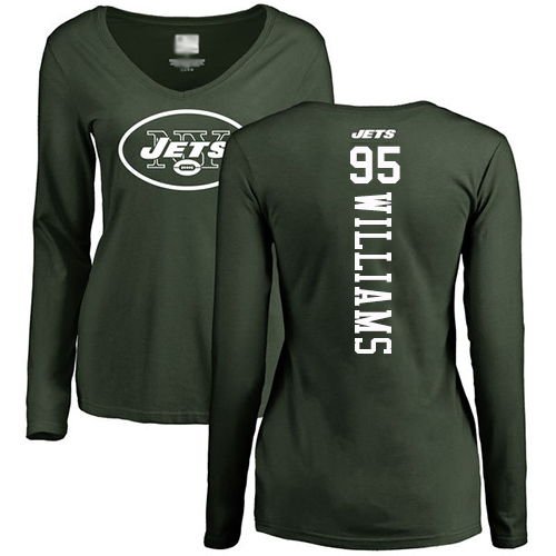 New York Jets Green Women Quinnen Williams Backer NFL Football #95 Long Sleeve T Shirt->women nfl jersey->Women Jersey
